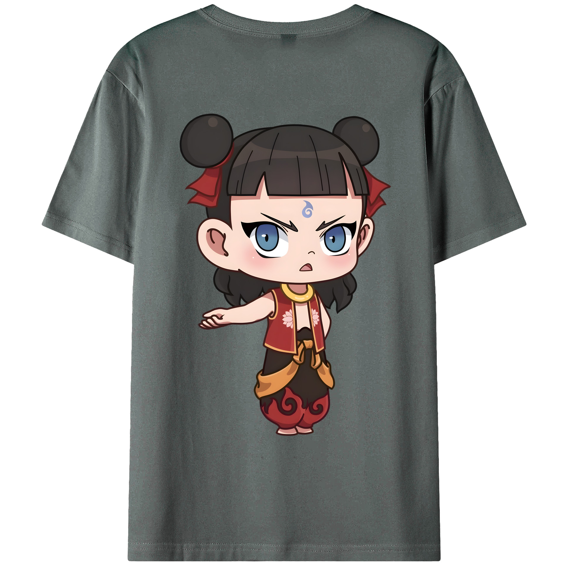 （画像用） Ne Zha 2 ナタ 魔童の大暴れ 綿100％ メンズ半袖Tシャツ（バックプリント） 通気性